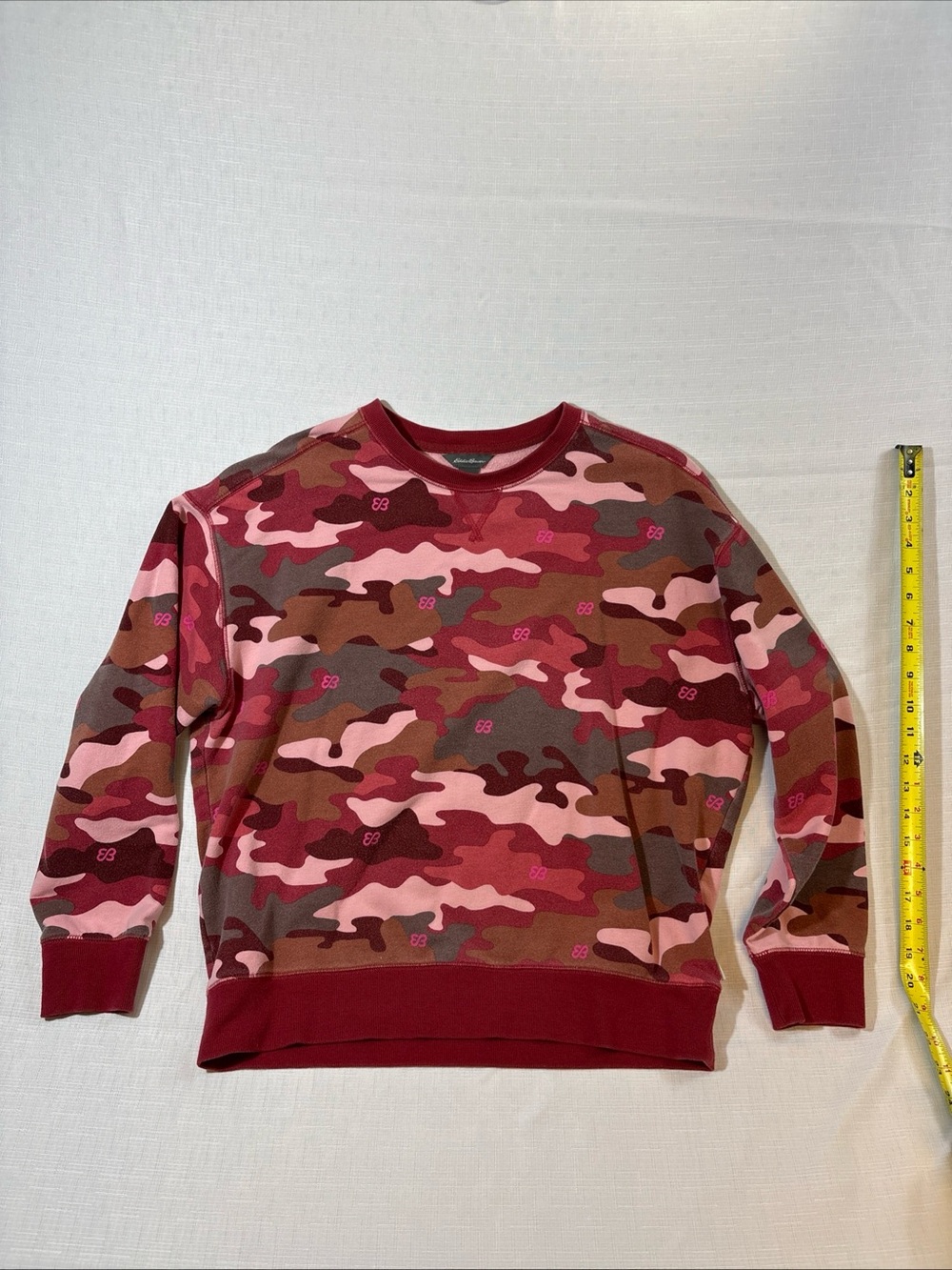 Eddie Bauer Pink & Burgundy Camo Crewneck Sweater